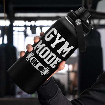 SANDJEST Gym Insulated Engraved Stainless Steel Water Bottle 32oz, Vacuum Chug Lid Travel Tumbler For Men Friends Dad Gymer Trainer, Gym Mode on, Birthday Christmas Father's Day