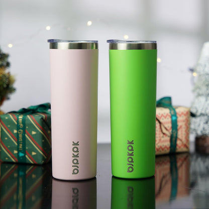 BJPKPK Skinny Tumbler with Lid 20 oz Stainless Steel Vacuum Insulated Double Wall Travel Coffee Water Tumblers Cup,White