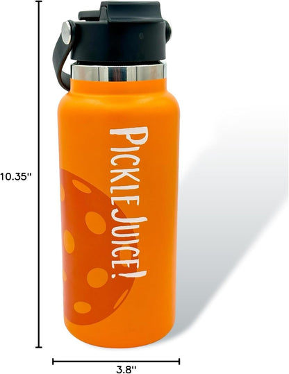Maui Pickleball Co.™ Pickleball Water Bottle 32oz Insulated Stainless Steel Water Bottle PickleBall Accessories Pickleball Gifts Sip/Swig Lid with Carry Handle