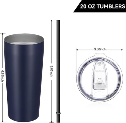 VEGOND 20oz Tumbler Bulk with Lid and Straw 1 Pack, Stainless Steel Vacuum Insulated Tumbler, Double Wall Coffee Cup Travel Mug, River Green