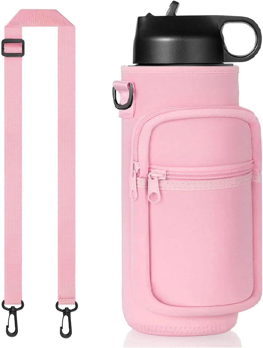 Water Bottle Holder with Strap, Insulated Crossbody Sling Bag, Carrier with Phone Pocket for Walking Hiking Camping Fishing