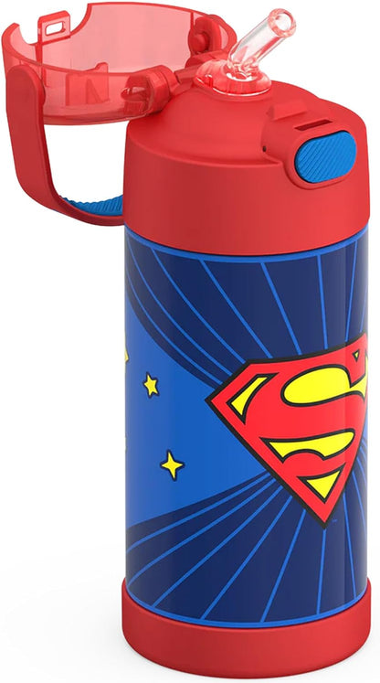 THERMOS FUNTAINER Water Bottle with Straw - 12 Ounce - Kids Stainless Steel Vacuum Insulated Water Bottle with Lid, Bluey - Colors A
