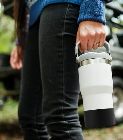 Airboat Upgrade 2PCS Protective Silicone Boot Bumper for Stanley Quencher Adventure 40oz 30oz IceFlow 20oz 30oz Tumbler, Water Bottle Bottom Sleeve Cover Accessories for Stanley Mug Cup(Black)