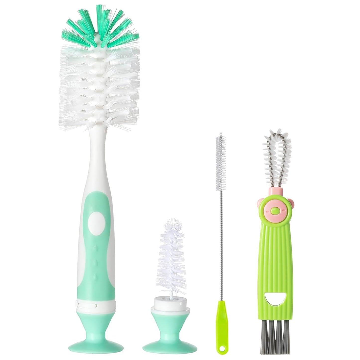 Ariseno 5-in-1 Baby Bottle Cleaner Set, Including Nylon & Silicone Bottle Brush, Cap, Straw & Nipple Brushes, BPA-Free (Grey)
