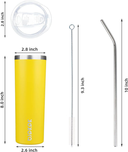 BJPKPK Skinny Tumbler with Lid 20 oz Stainless Steel Vacuum Insulated Double Wall Travel Coffee Water Tumblers Cup,White