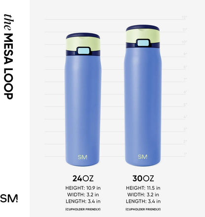 Simple Modern Mesa Loop Water Bottle with Covered Straw and Handle | 24oz Cup Holder Friendly Insulated Stainless Steel Bottles for Travel, Sports and School | Iris Sage - Colors B