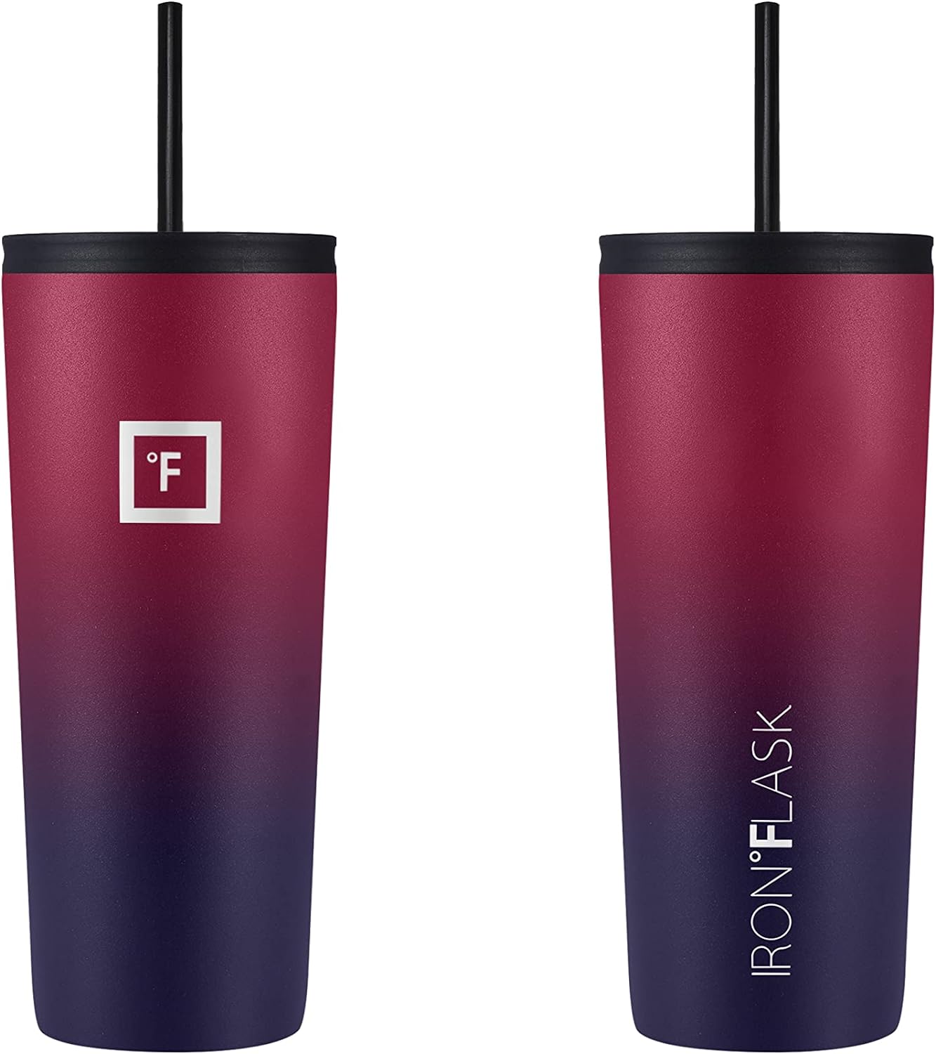 IRON °FLASK Classic Tumbler - Vacuum Insulated Stainless Steel Water Bottle, Double Walled, Drinking Cup, Insulated Travel Mug (Cobalt, 24 oz Solid Lid)