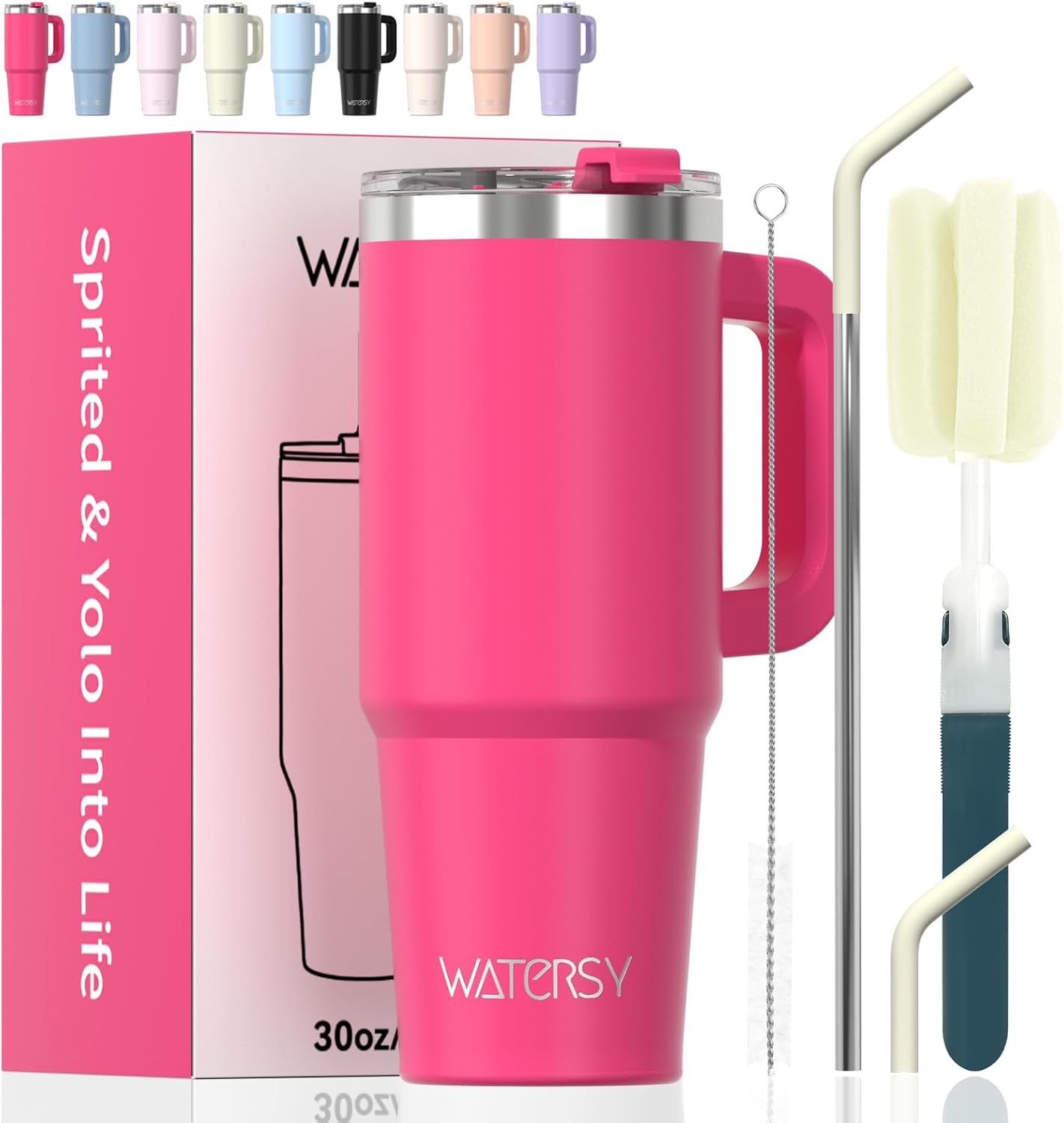 40 oz Tumbler with Handle,Tumbler with Lid and Straw,Double Wall Insulated Cup Stainless Steel Travel Mug(Cold for 34 Hours),Water Bottle for Iced Tea,Coffee,Cold Beverages(Purple)