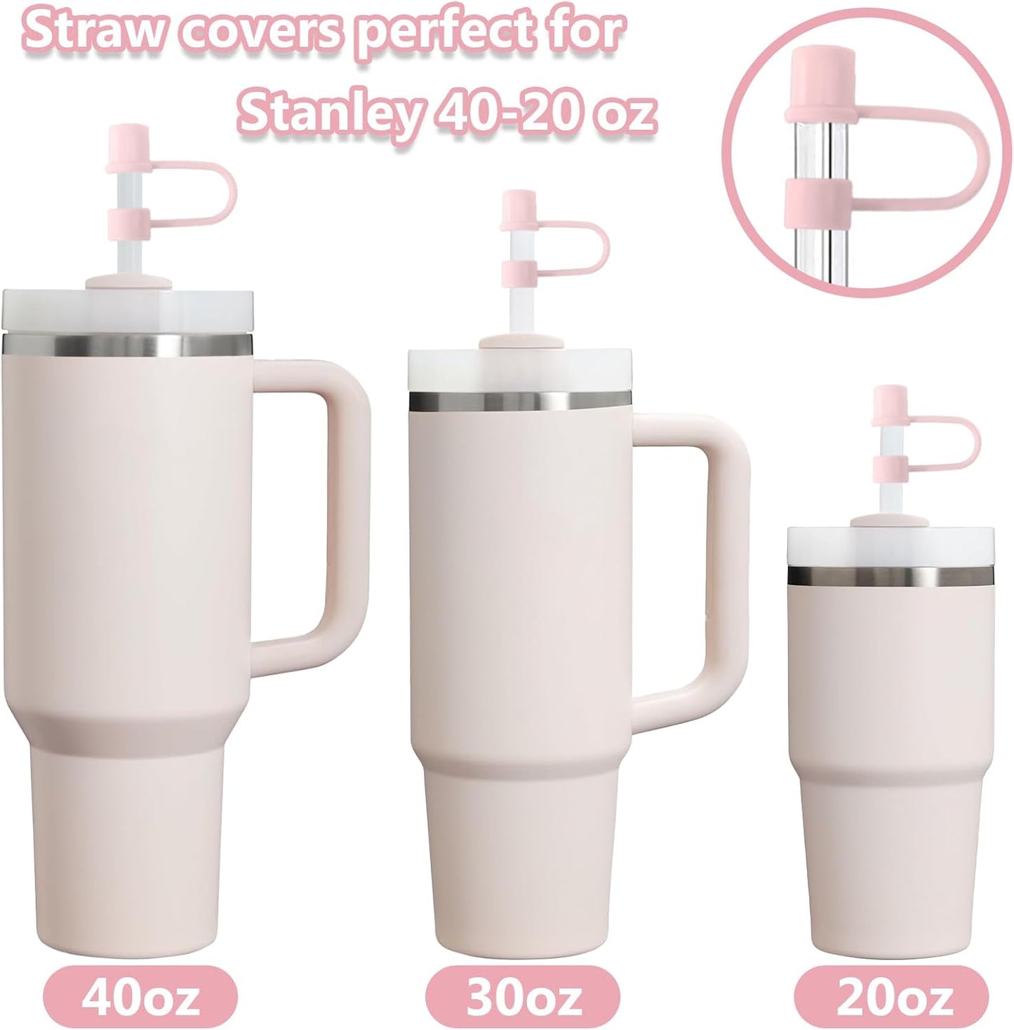 6PCS Silicone Straw Covers Cap Compatible with Stanley Cup 30-40 oz Tumbler with Handle 10mm Straw Toppers，Dust-Proof Reusable Straw Cover for Stanley Cup Accessories (Black)