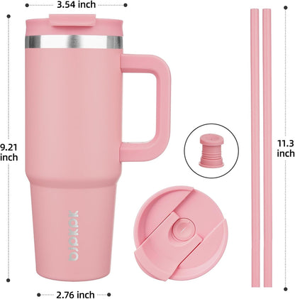 BJPKPK 30oz Stainless Steel Insulated Tumbler With Handle And Lid Straw Travel Coffee Mug Thermal Cup,Black