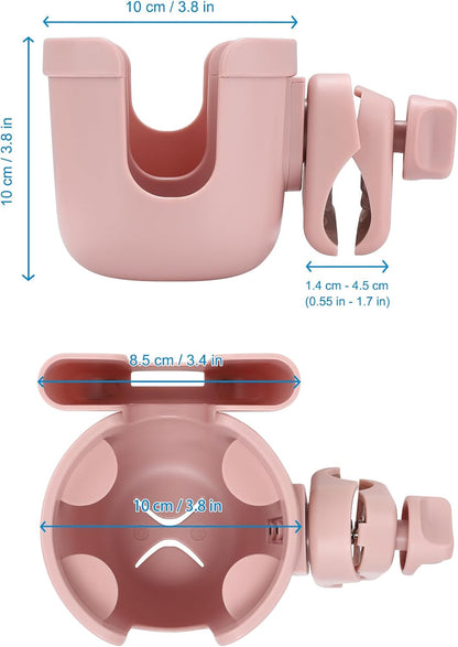 Accmor Stroller Cup Holder with Phone Holder, Bike Cup Holder, Universal Cup Holder for Uppababy Nuna Doona Strollers, 2-in-1 Cup Holder for Walker, Wheelchair, Scooter - Colors B
