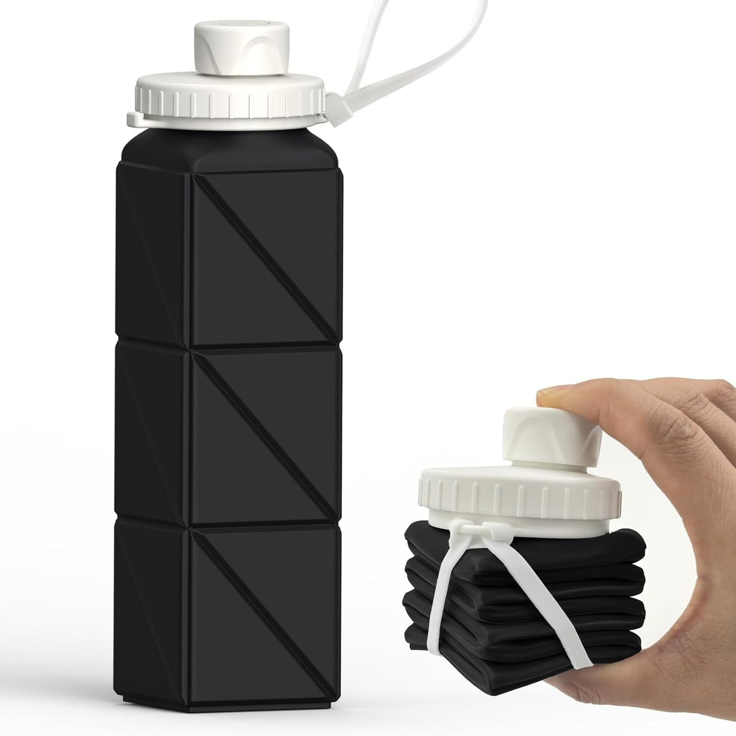 BEAUTAIL Collapsible Water Bottles 20.6oz, Silicone Foldable Portable Travel Water Bottle, Lightweight Reusable Leakproof for Traveling Camping Hiking Cycling Yoga Sports Outdoor
