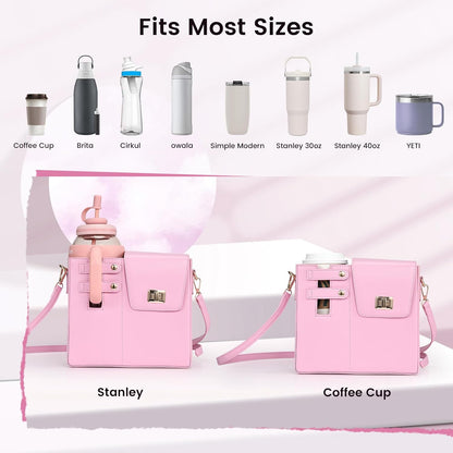 Outdoor Portable Crossbody Water Cup Purse Bag Water Bottle Carrier Bag with Phone Pocket Tumbler Carrier with Strap