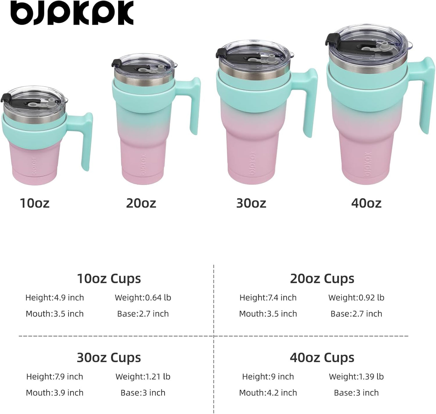 BJPKPK Tumbler With Handle And Straw Lid 40 oz Stainless Steel Insulated Coffee Tumbler Cups For Home, Office or Car,Turquoise