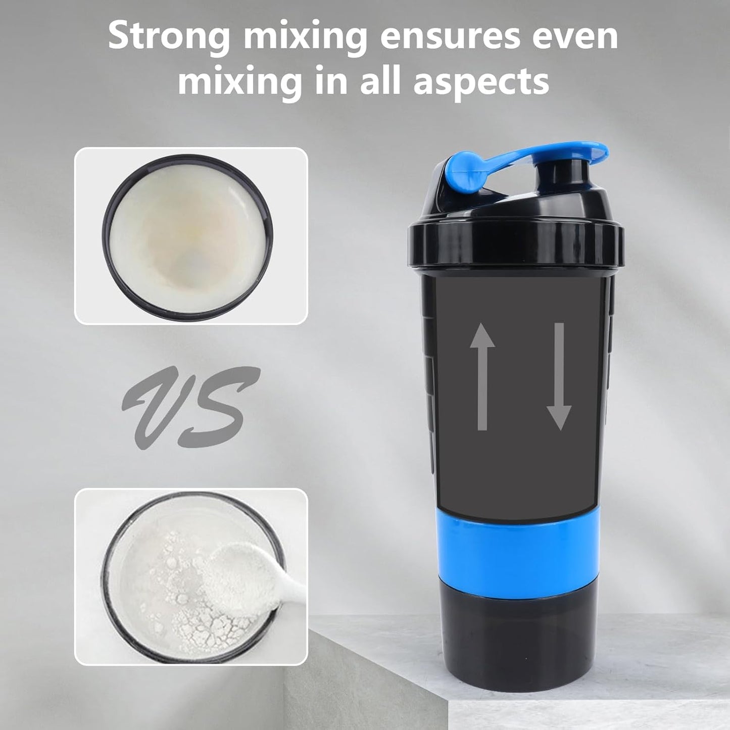 XTK Shaker Bottle 16OZ Protein Shaker Bottles with Mix Ball Sports Water Bottle Leak Proof GYM Cup for Protein Mixes with Powder Storage & Pill Organizer, Ideal for Pre Workout,BPA Free(black)