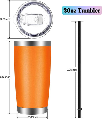 VEGOND 20oz Tumbler with Lid and Straw Stainless Steel Tumbler Cup Bulk Vacuum Insulated Double Wall Travel Coffee Mug Powder Coated Coffee Cup, Black, 12 Pack
