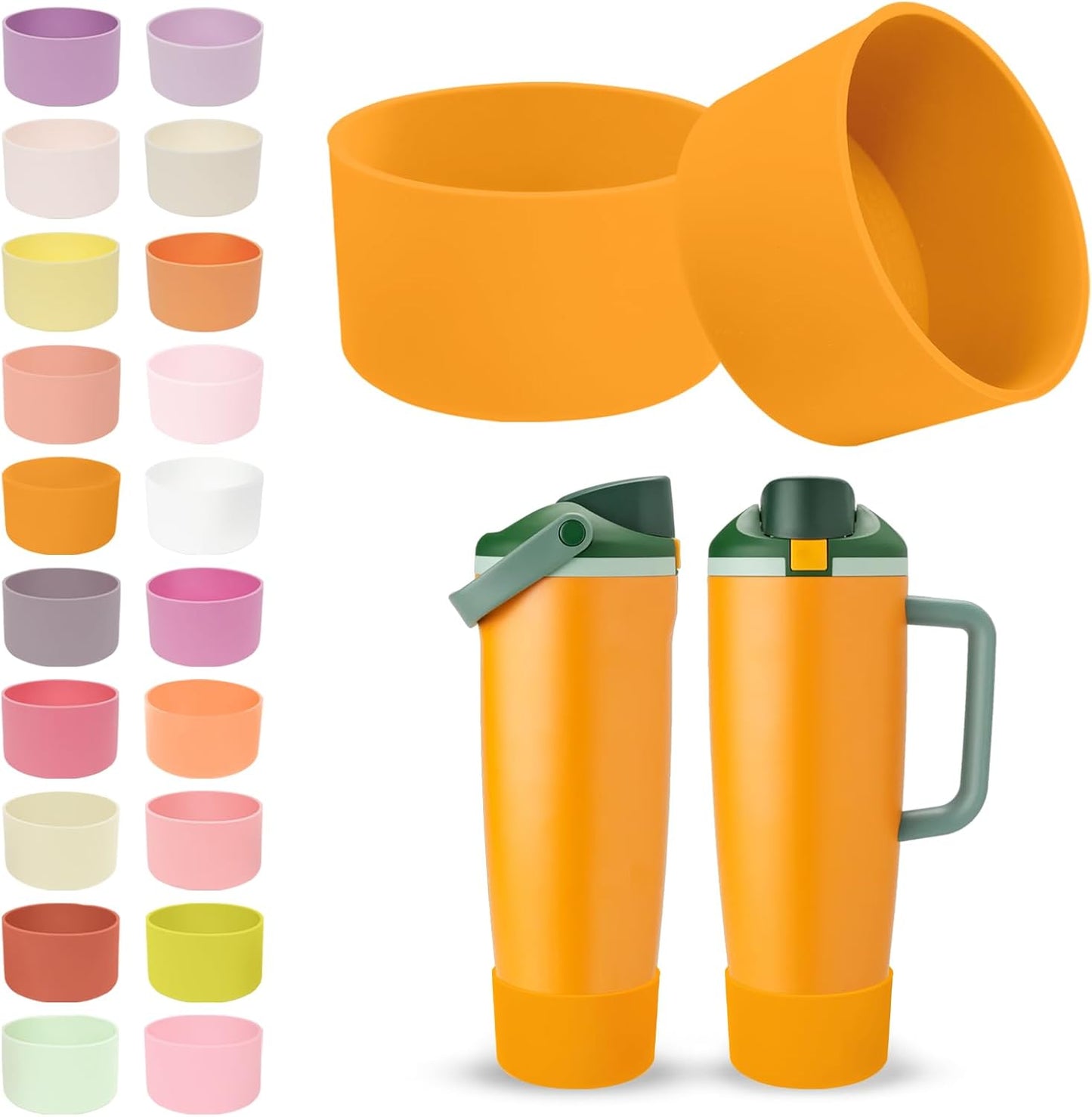 2PCS Silicone Boots for Owala 30oz & 40oz FreeSip Sway Bottles & Tumblers – Non-Slip, Scratch-Resistant, Stability Enhancer for Owala Accessories (Eucalyptus Green) - Colors B