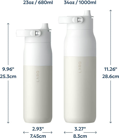 LARQ Swig Top — Insulated Stainless Steel Water Bottle with Straw, Detachable Silicone Handle, Vacuum 24h Cold, BPA-Free Metal Bottle for Gym, Travel, Office, Wide Mouth for Ice — 23 oz, Mojave Dune