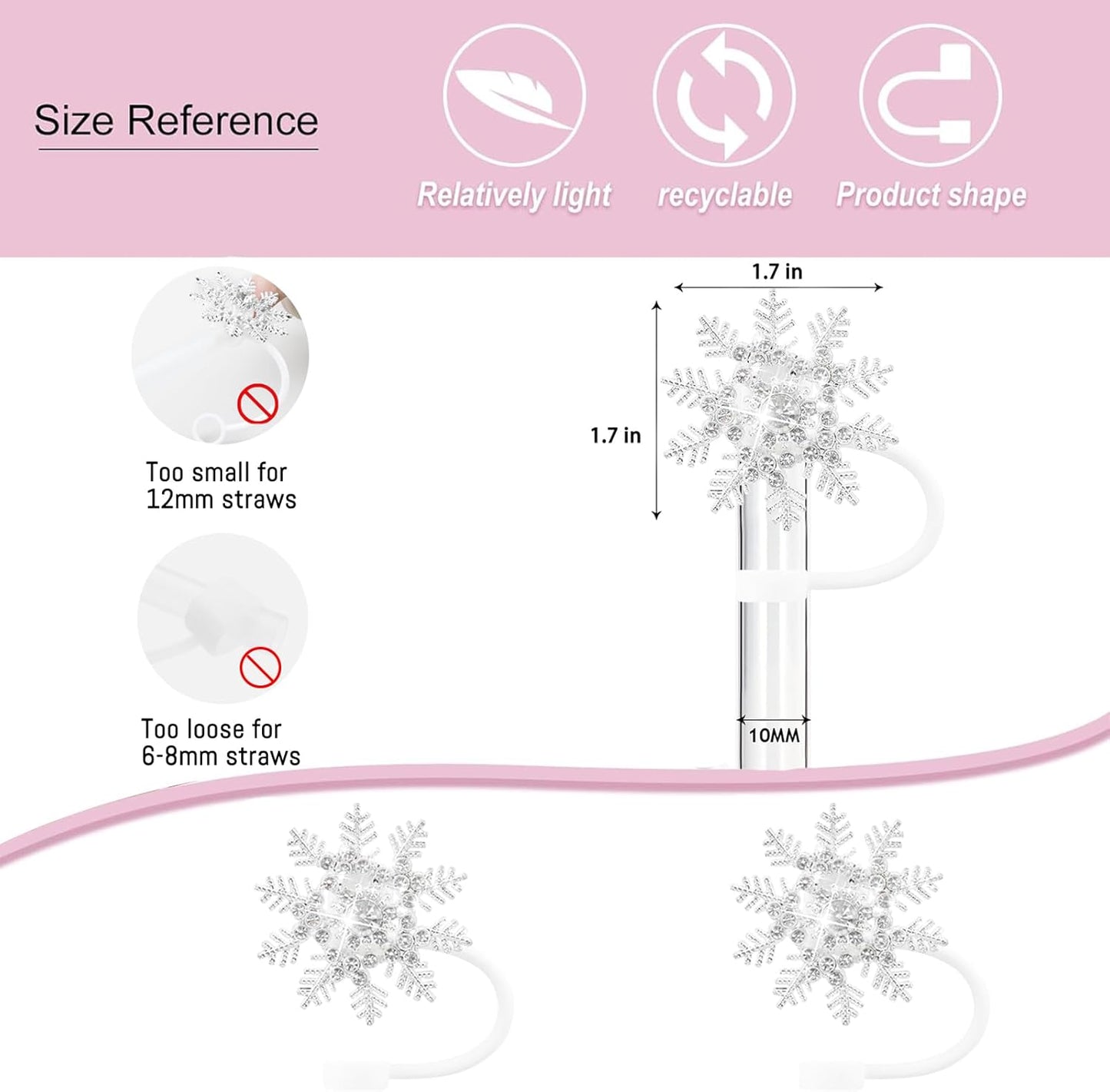 Cute Straw Cover Cap for Stanley Cup Accessories,Bling Straw Toppers for Stanley Tumbler 40&30 oz,Reusable Straws Tips Protectors Compatible with 10mm Straws