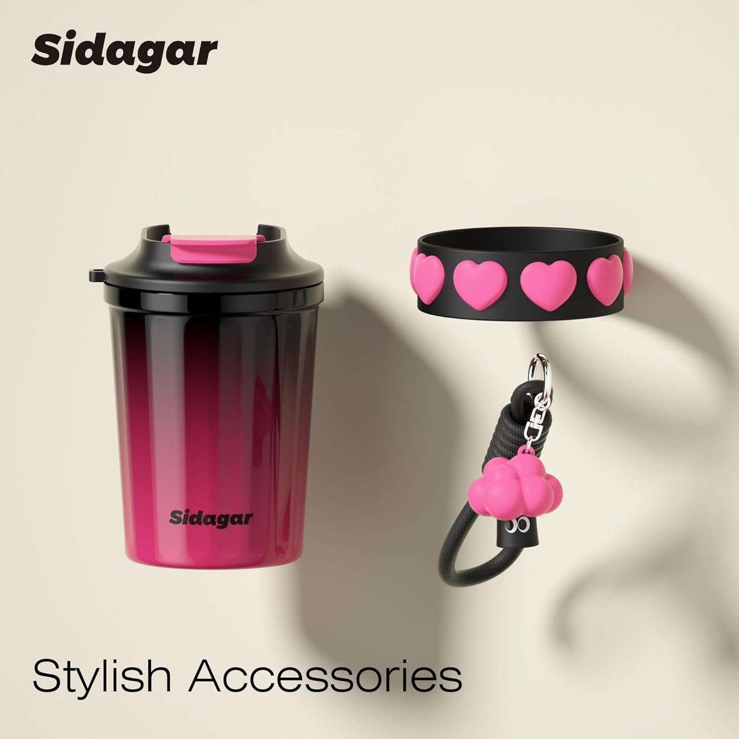 SDGA+ 12 oz Travel Coffee Mug Spill Proof Leak Proof, Stainless Steel Thermal Coffee Cup with Lid, Resuable Cup for Hot and Cold, Portable Tumbler for Women, Light Pink