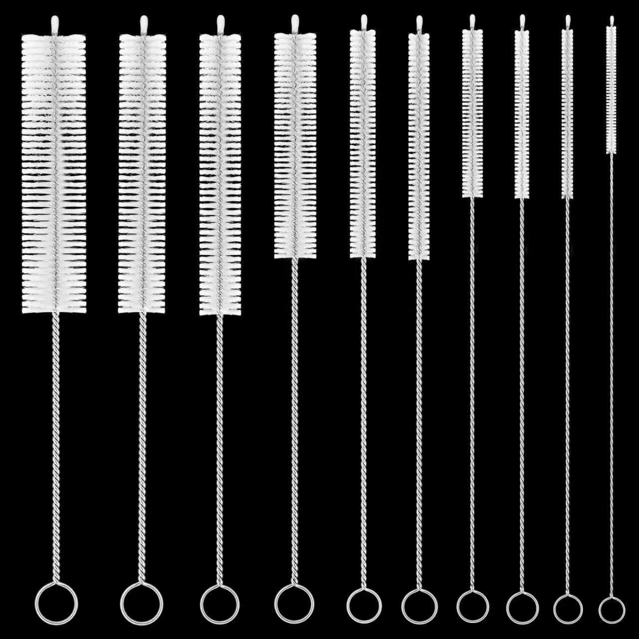8 Inch Extra Long Straw Cleaner Brush Set, 10 Pack Reusable Straw Cleaning Brushes for Tumbler, Metal Straws，Bottle Drinking Straws，Computer Keyboard, Desktop Cleaning