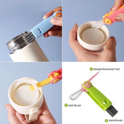 Ariseno 5-in-1 Baby Bottle Cleaner Set, Including Nylon & Silicone Bottle Brush, Cap, Straw & Nipple Brushes, BPA-Free (Grey)