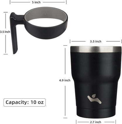 Konokyo 20 oz Tumbler with Handle and 2 Straw 2 Lid, Insulated Water Bottle Stainless Steel Vacuum Cup Reusable Travel Mug,Black