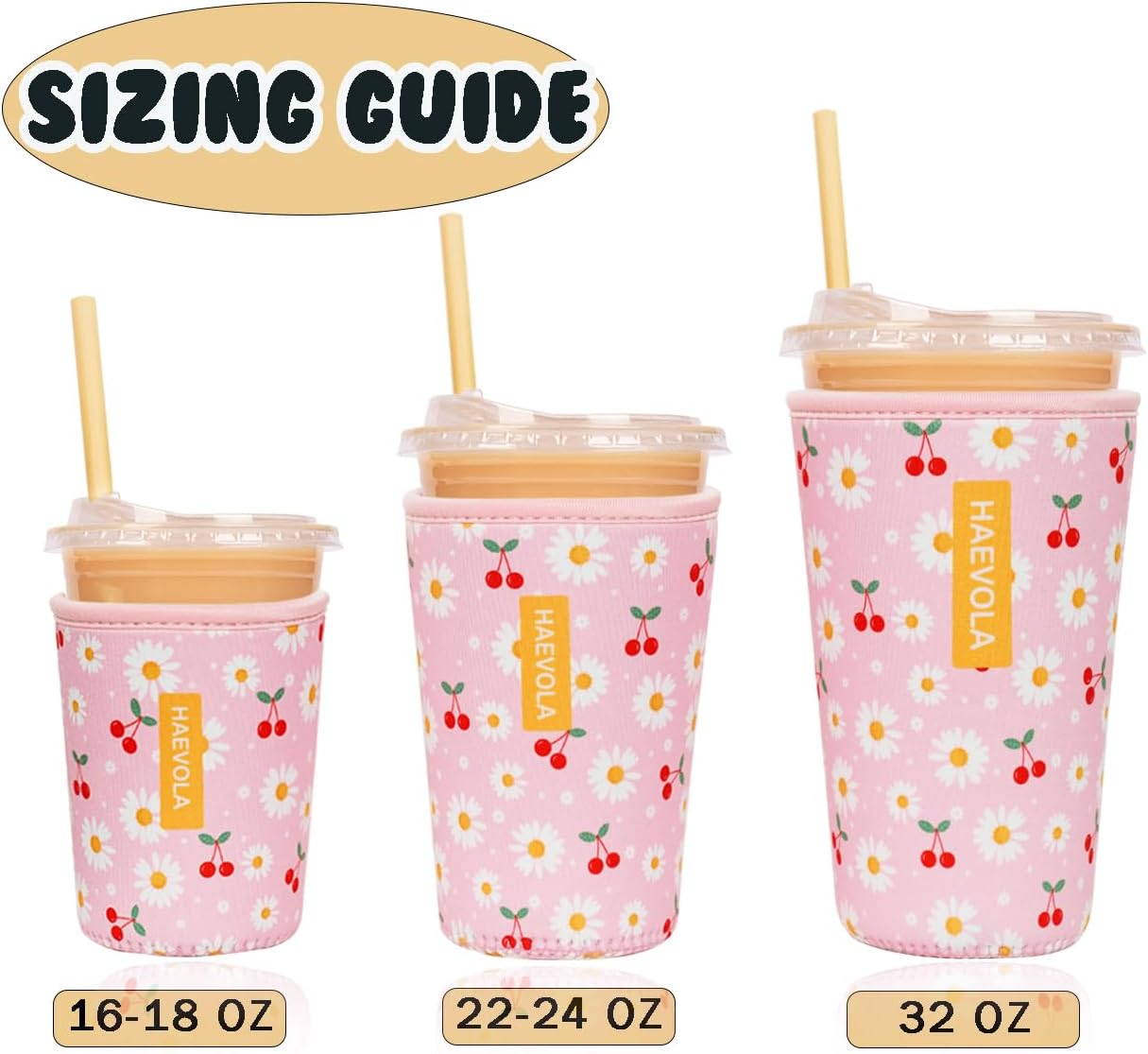 Reusable Insulated Neoprene Iced Coffee Cup Sleeve, Durable Drink Sleeve for Cold Beverages, Beverage Holder for Iced Coffee, Floral Checkers