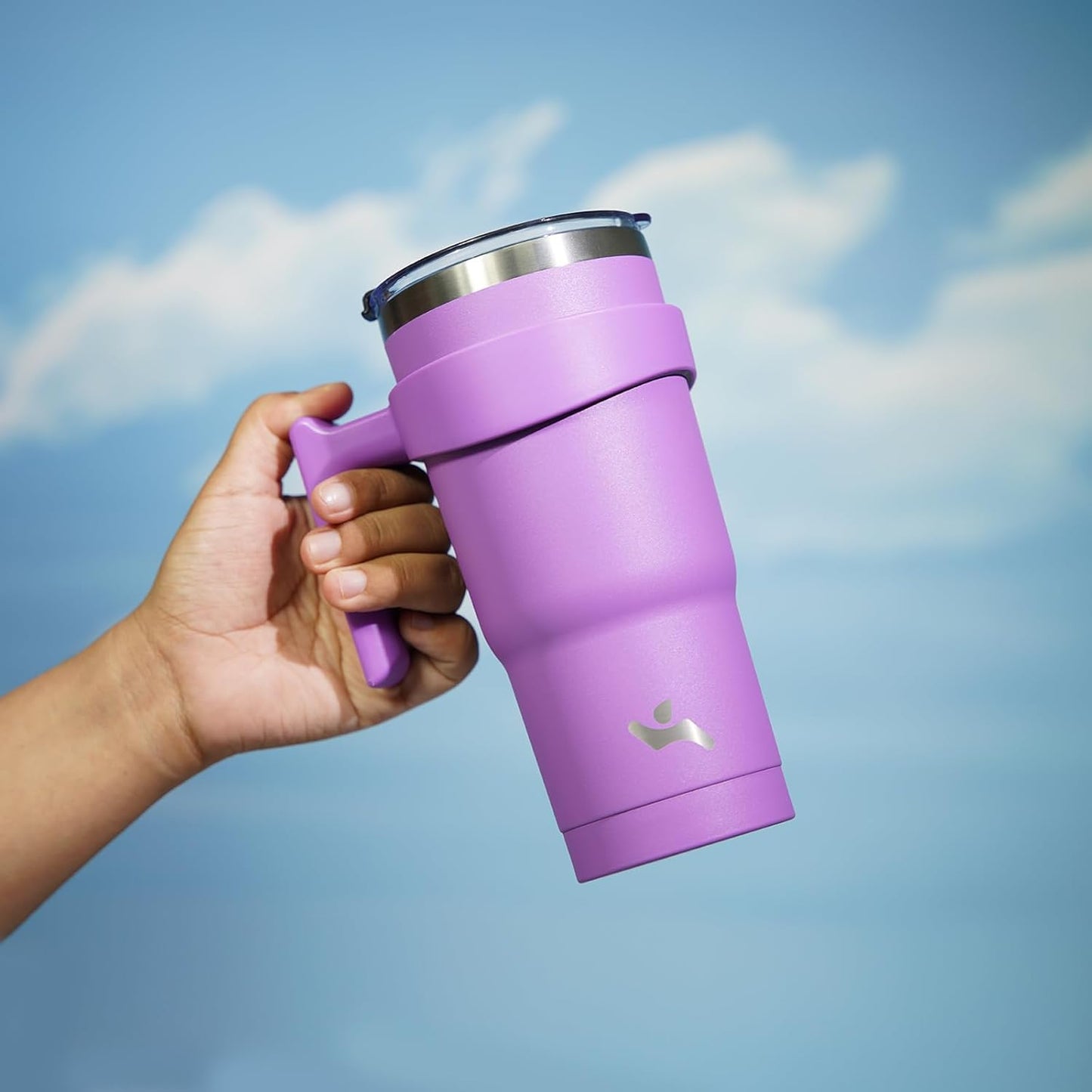 Konokyo 20 oz Tumbler with Handle and 2 Straw 2 Lid, Insulated Water Bottle Stainless Steel Vacuum Cup Reusable Travel Mug,Black
