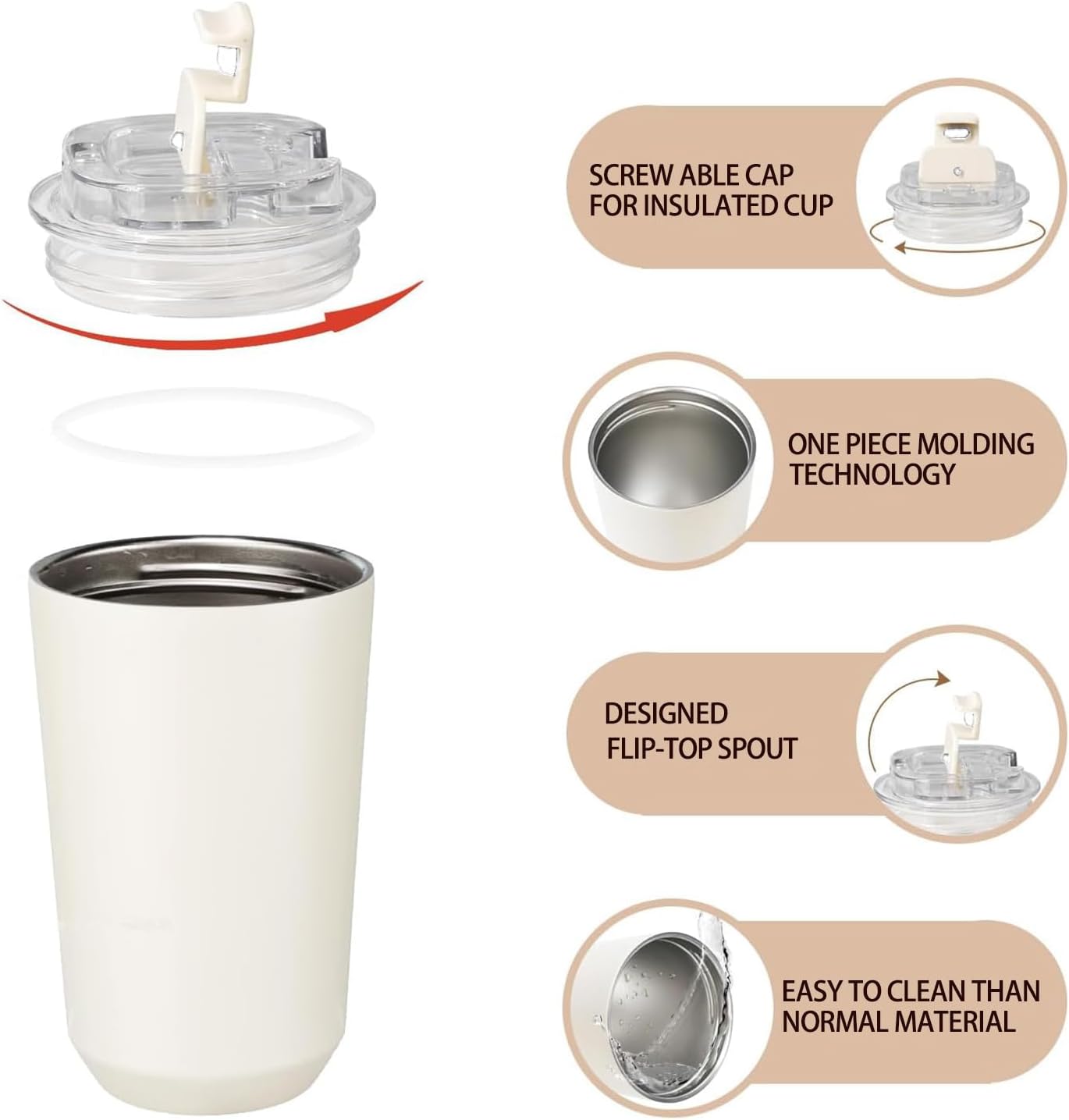 DEQIANG Travel Coffee Cup, Coffee Cup Travel with Lid, Insulated Coffee Mug for Hot & Cold Beverages, Great Gift Choice for Coffee Lovers, Office Workers, Hikers & Commuters (Black, 8.5 oz)