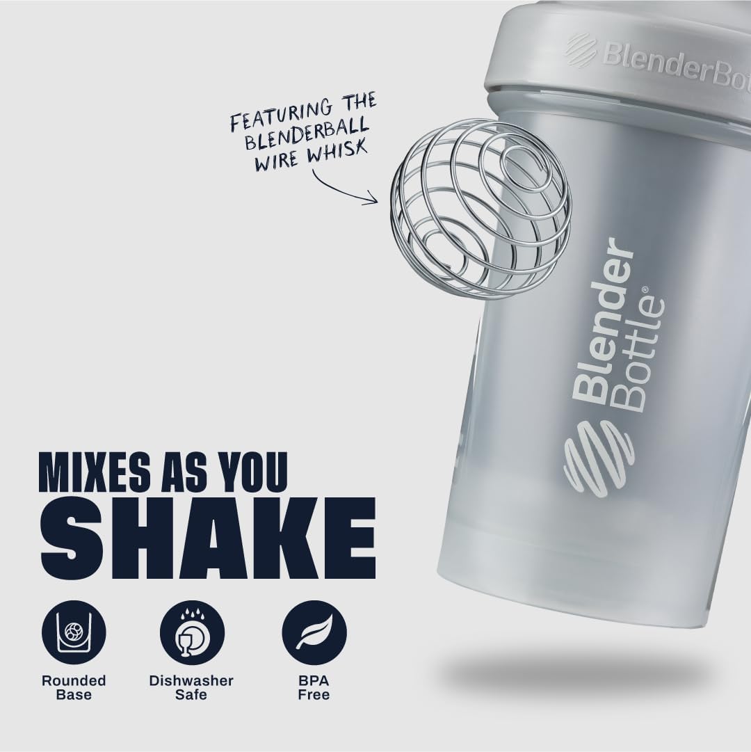 BlenderBottle Classic V2 Shaker Bottle Perfect for Protein Shakes and Pre Workout, 20-Ounce, Clear/Black