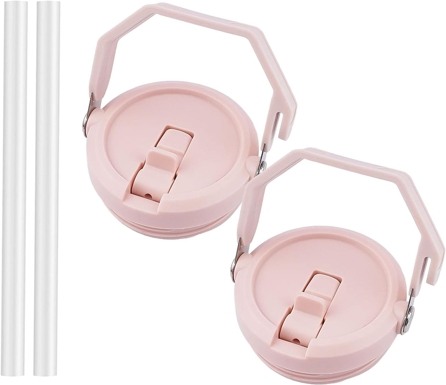 2 Pack 40 oz Tumbler Flip Straw Lid Replacement Fit for 40 oz Stanley Quencher, Leak Proof,Handle On Top,Reusable Tumbler Cover Compatible with 40oz Stanley Quencher (Cream White)