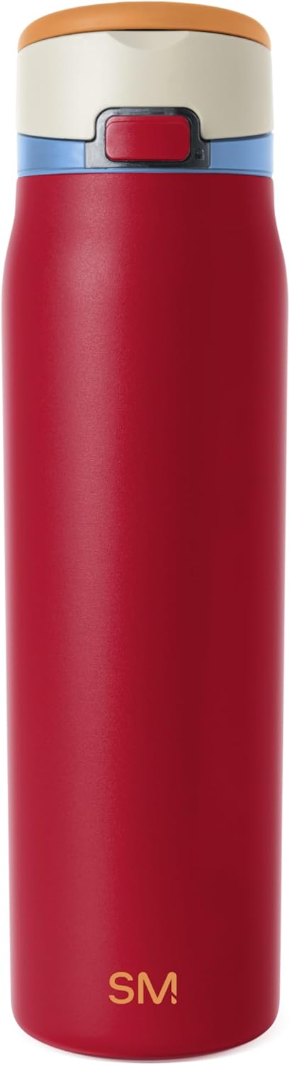 Simple Modern Mesa Loop Water Bottle with Covered Straw and Handle | 24oz Cup Holder Friendly Insulated Stainless Steel Bottles for Travel, Sports and School | Iris Sage - Colors A