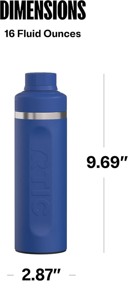 RTIC 24oz Refuel Water Bottle with Workout Protein Shaker, Insulated, Stainless Steel, Metal, Double Wall Vacuum-Insulation, Ceramic Lined, Leak-Proof Chug Lid, Tumbler, Black
