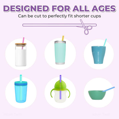 Tomorotec 15PCS Heart Shaped Silicone Straws Fit for Stanley 40oz 30oz 20oz Tumbler, 12.2 Inch Reusable Silicone Drinking Straws Fit for Stanley Cups, Customizable for Various Drinkware w/ 2 Brushes