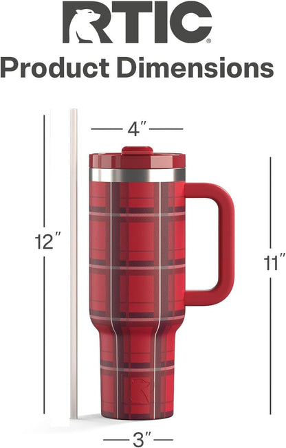 RTIC 30 oz Road Trip Tumbler Double-Walled Ceramic Lined InsulatedStainless Steel Portable Travel Coffee Mug Cup with Lid, Handle and Straw, Periwinkle Bouquet