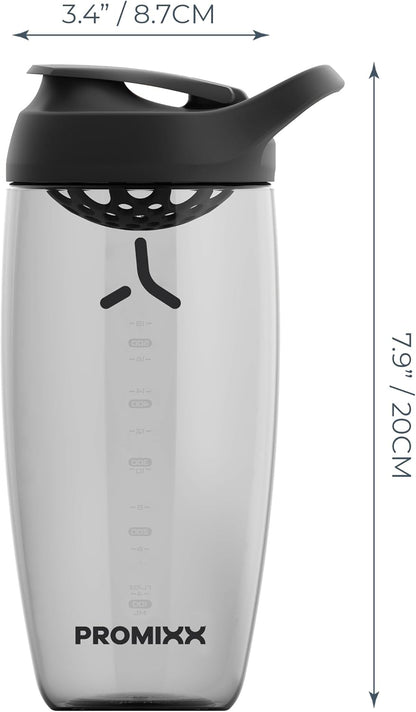 Promixx Pursuit Protein Shaker Bottle (24 oz) – Silent No-Ball Mixer, Leak-Proof Lid, BPA/BPS & Phthalate-Free ECOZEN – Easy-Clean Shaker Cup for Protein Shakes, Pre & Post-Workout Smoothies