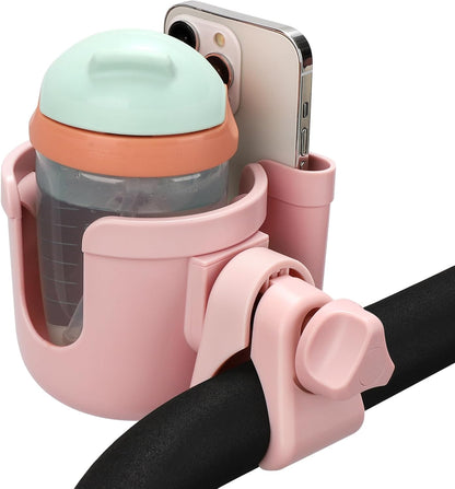 Accmor Stroller Cup Holder with Phone Holder, Bike Cup Holder, Universal Cup Holder for Uppababy Nuna Doona Strollers, 2-in-1 Cup Holder for Walker, Wheelchair, Scooter - Colors A