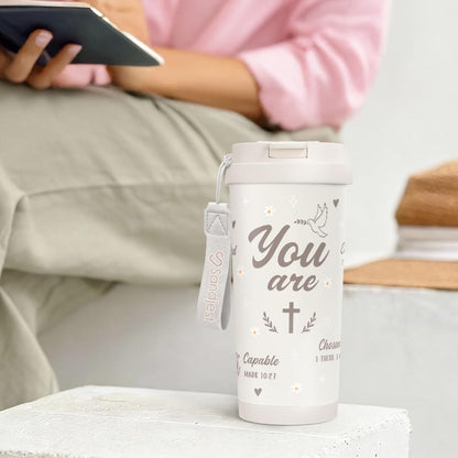 SANDJEST American Flag Tumbler - Stainless Steel 2-in-1 Lid Coffee Tumbler 18 oz, Patriotic Insulated Travel Mug Gift for Men Husband Dad, Birthday Christmas