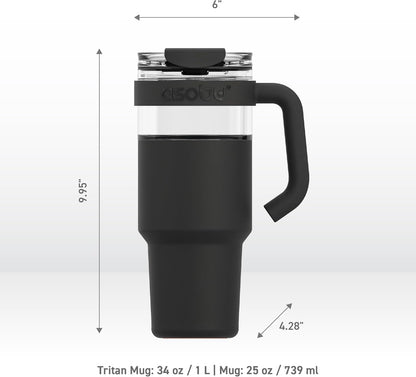 asobu Ultimate Ceramic Travel Mug, 12oz Insulated Stainless Steel Coffee Cup with Handle & Splash-Resistant Lid, Ceramic Lined for Pure Taste, BPA-Free, Double-Wall Vacuum for Hot Drinks
