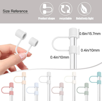 6PCS Silicone Straw Covers Cap Compatible with Stanley Cup 30&40oz Tumbler with Handle 10mm Straw Toppers，Straw Tips Lids Dust-Proof Reusable for Stanley Cup Accessories (White)