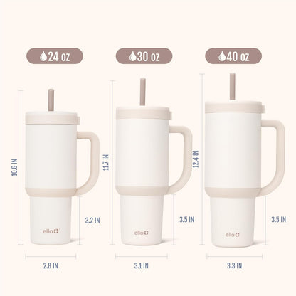 Ello Oasis 40 oz Tumbler with Handle & Retracting Straw | Reusable Insulated Stainless Steel Cup 100% Leakproof, Gifts for Teens Women Men | Keeps cold for 24 Hours, Cup Holder Friendly, Daisies