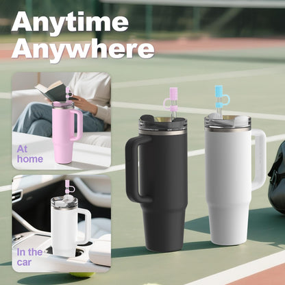 6Pcs 0.39in/10mm Silicone Straw Covers Cap Compatible with Stanley Cup 40 & 30 oz, Reusable Dust-Proof Straw Toppers for Tumbler with Handle, Starlight