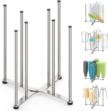 Plastic Bag & Bottle Drying Rack, Multifunctional Wine Decanter Holder, Collapsible Countertop Stand