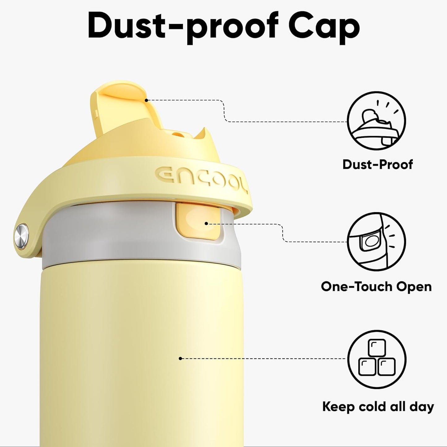 ENCOOL Leakproof Insulated Water Bottle with Straw Dual-Sip Water Bottle Bag-Safe Design for Work, Commute & Gym – Keeps Drinks Cold All Day, 24 oz, Lemonade Pink - Colors A