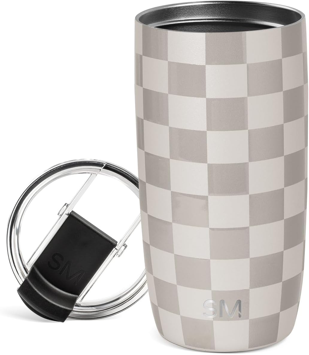 Simple Modern Voyager Tumbler with Flip Lid | Travel Coffee Mug | Insulated Stainless Steel Cold Brew Iced or Hot Coffee Cup | Gifts for Women Men Her Him | 16oz, Almond Birch