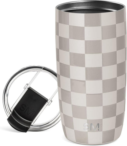 Simple Modern Voyager Tumbler with Flip Lid | Travel Coffee Mug | Insulated Stainless Steel Cold Brew Iced or Hot Coffee Cup | Gifts for Women Men Her Him | 16oz, Almond Birch