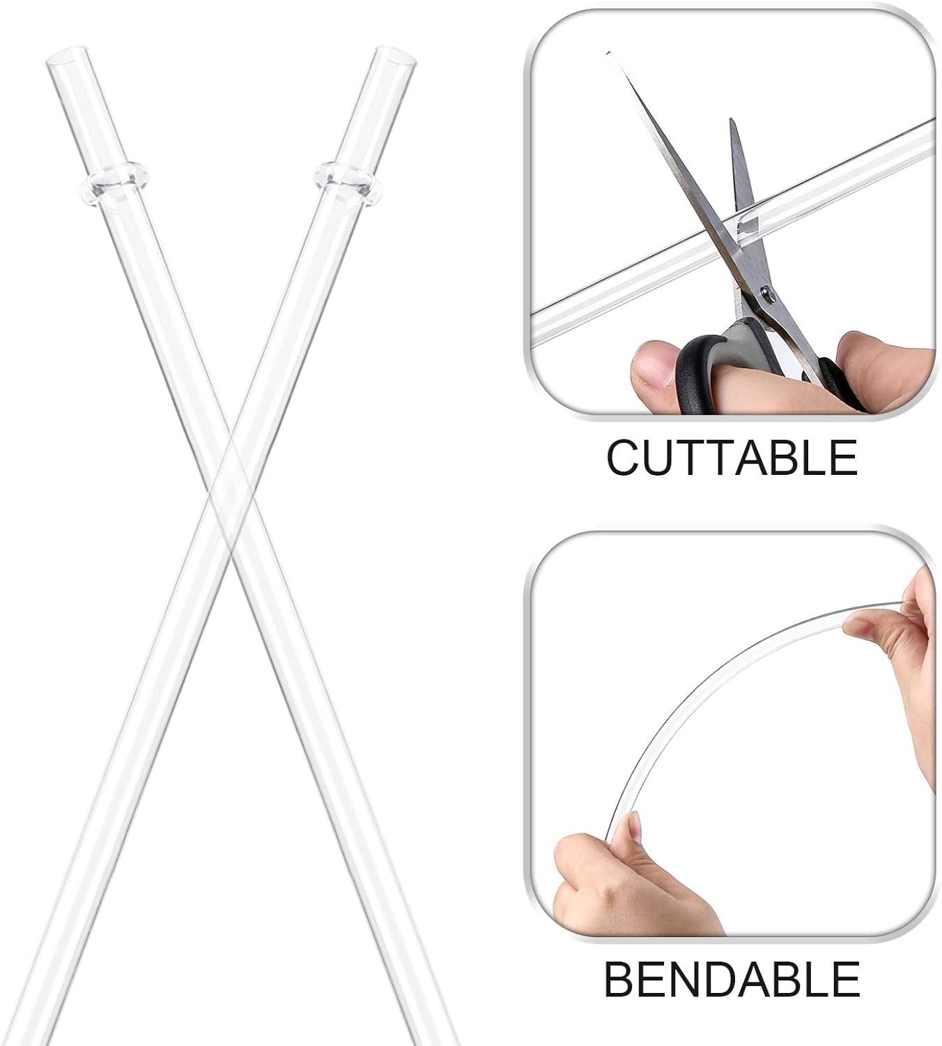 24 PCS, Reusable Straws with 4 Brushes, 10.5" Long Tritan Hard Plastic Straws, 12 Colors Translucent Replacement Drinking for 16OZ-32 OZ Tumblers, Cups, Jars, Stanley, YETI, Starbucks, BPA Free