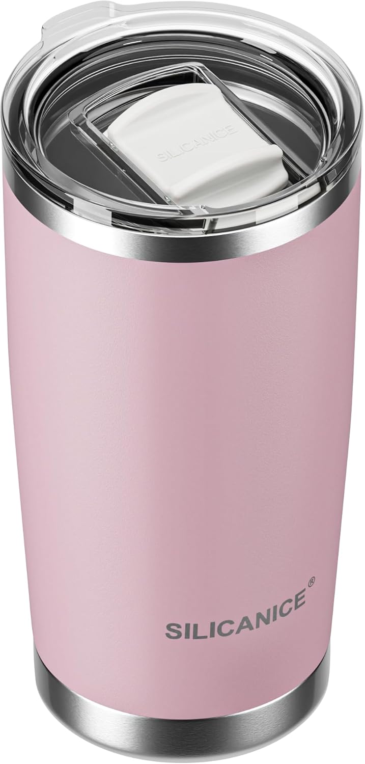 20oz Hygienic Insulated Tumbler — 100% Leakproof Lid with Removable Spout & Straw, Reinforced Vacuum-Protection Base, Cup Holder Friendly, for Iced Coffee, Smoothie/Water on the Go - Pink Sand