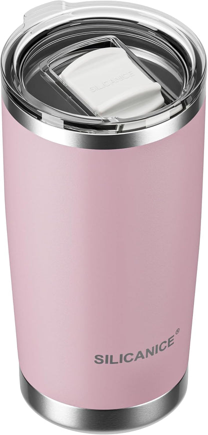 20oz Hygienic Insulated Tumbler — 100% Leakproof Lid with Removable Spout & Straw, Reinforced Vacuum-Protection Base, Cup Holder Friendly, for Iced Coffee, Smoothie/Water on the Go - Pink Sand